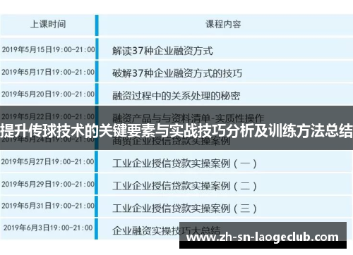 提升传球技术的关键要素与实战技巧分析及训练方法总结