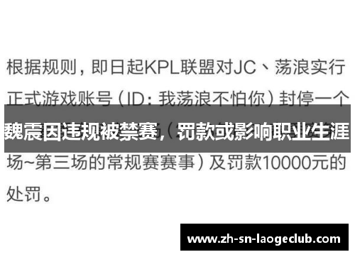 魏震因违规被禁赛，罚款或影响职业生涯